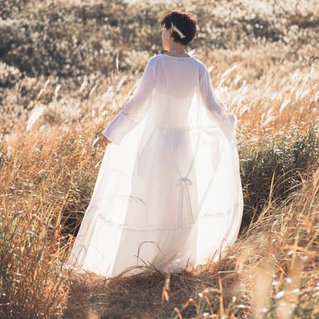 【RENTAL】Gauze long gown