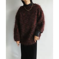 Red and black mixed mohair knit