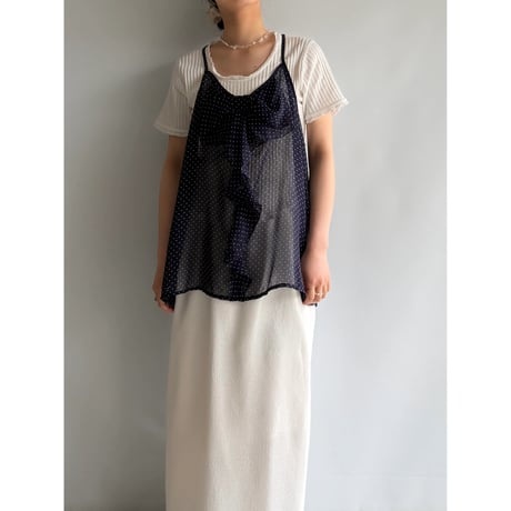 See-through dot pattern ribbon cami
