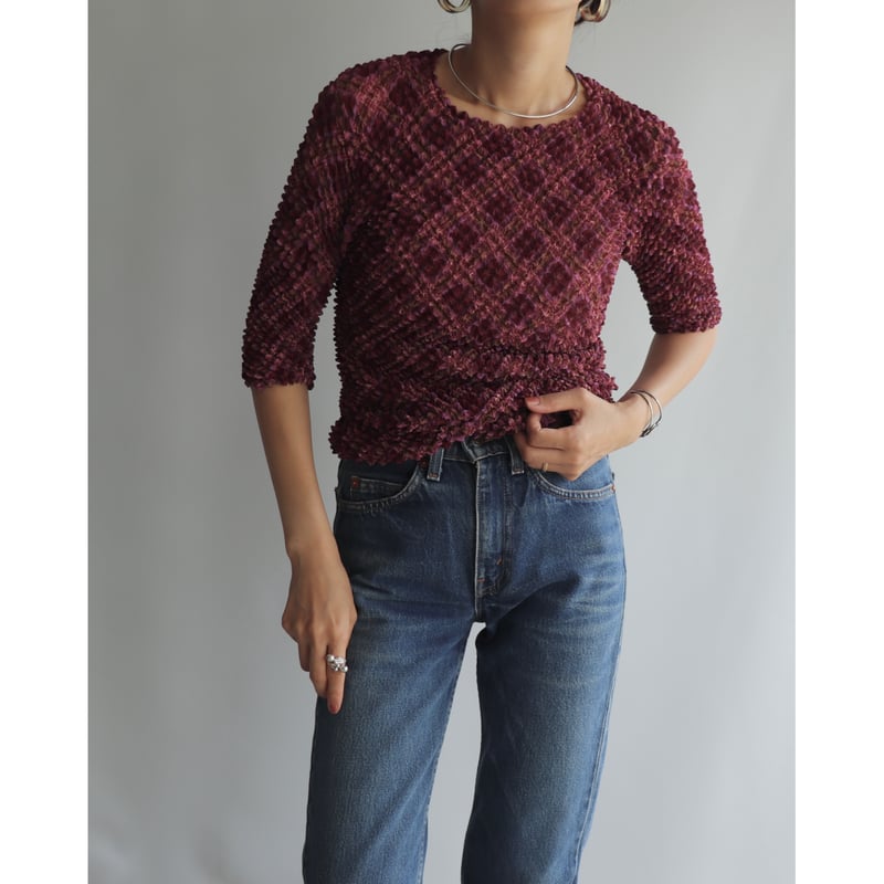 Pokopoko tops（Burgundy check） | and C