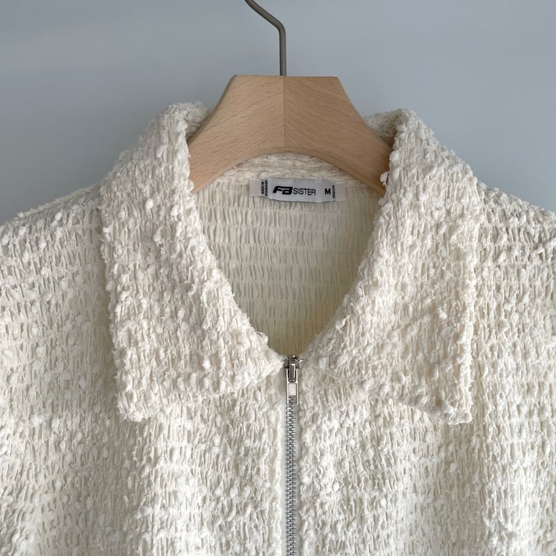 トップス　ホワイト White Zip Tops | and C