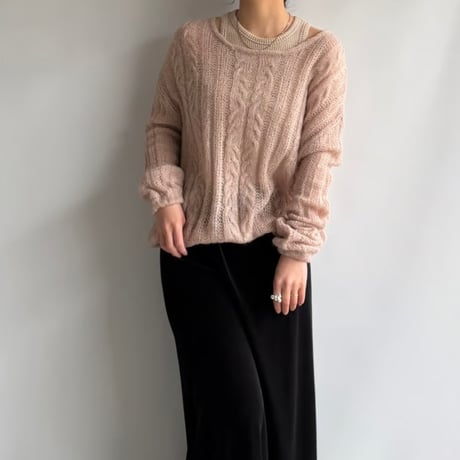 Soft pink cable knit