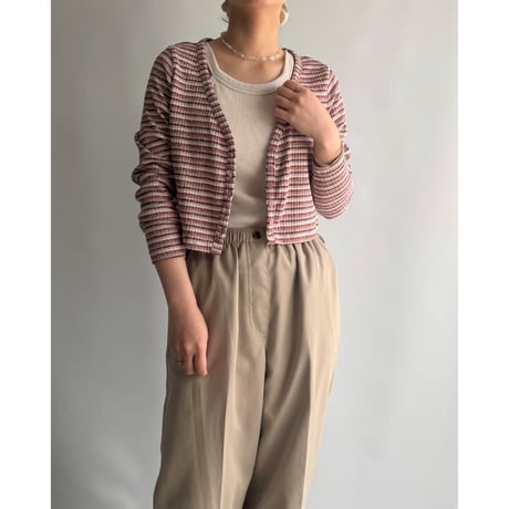 Border short length cardigan