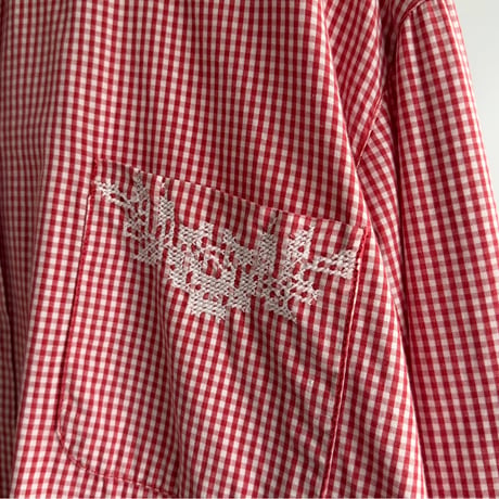 Red gingham check shirt