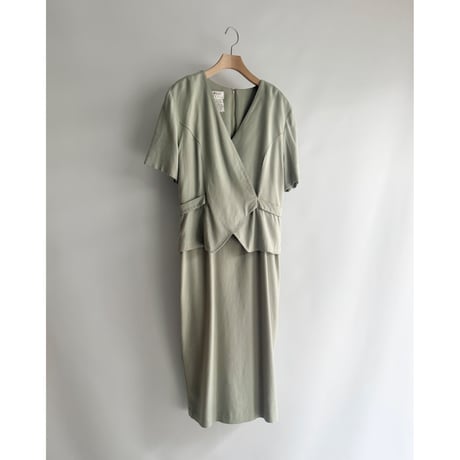 Mint green linen dress