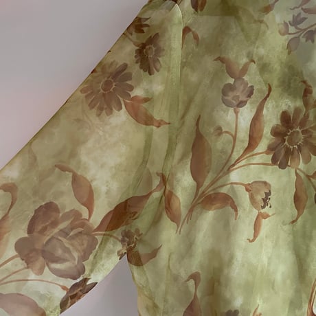 See-through green flower shirt