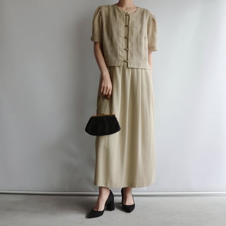 【Rental】Beige layered dress