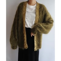 Olive mohair knit cardigan