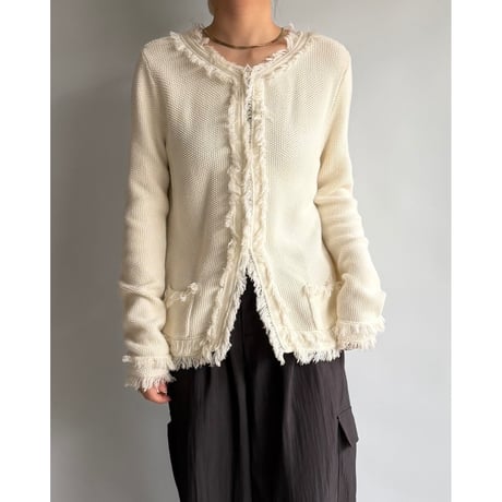 Fringe tweed-style cardigan