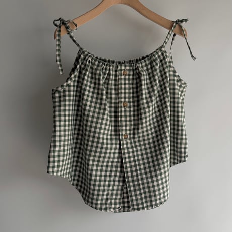 Ribbon gather camisole (Green)