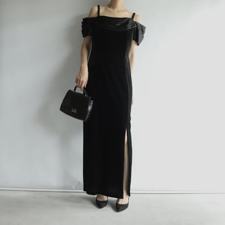 Off-shoulder velor dress