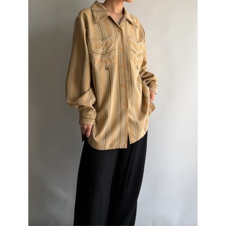 Orange beige striped shirt