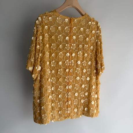 Bead flower sheer tops