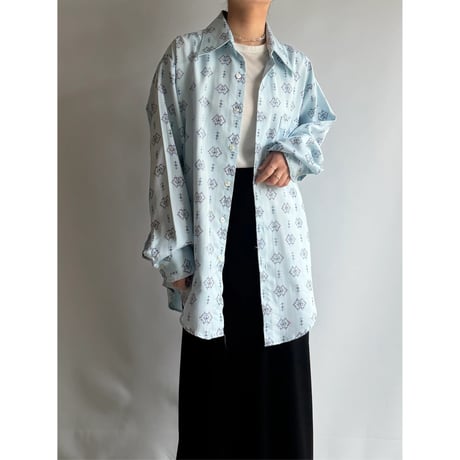 Pale blue satin pattern shirt