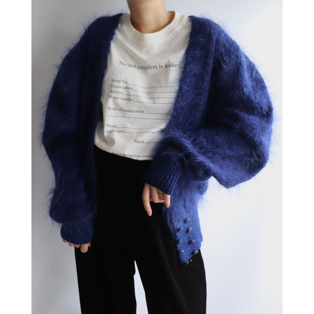 Navy mohair cardigan | and C