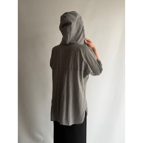 Sheer plaid tops with hood