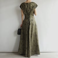 【Rental】Khaki lace up dress