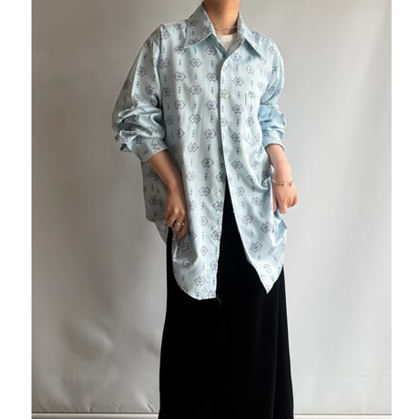 Pale blue satin pattern shirt