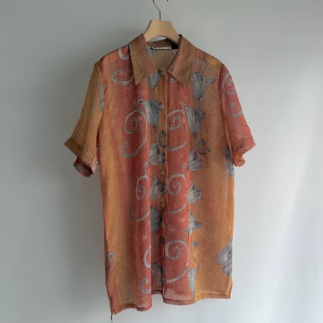 orange nuance sheer shirt