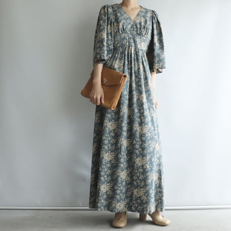 【Rental】Sax bohemian dress