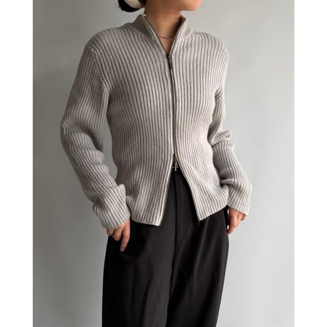Double zip rib cardigan