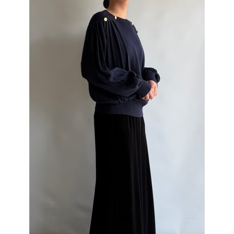 Gold button pleated knit