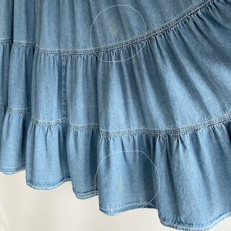Voluminous denim tiered skirt