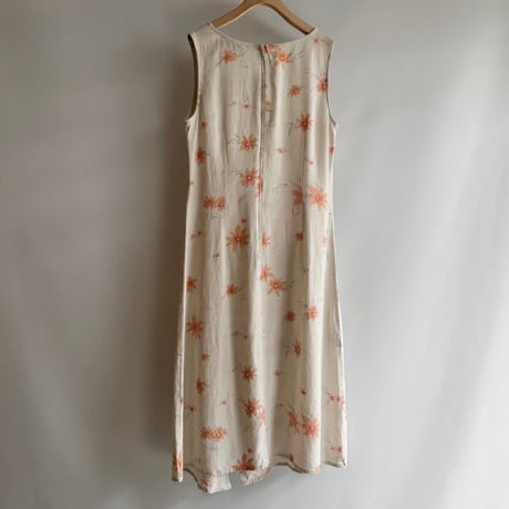 Orange flower sleeveless dress