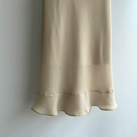 Draped sheer beige dress