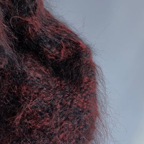Red and black mixed mohair knit
