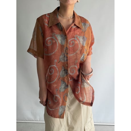 orange nuance sheer shirt