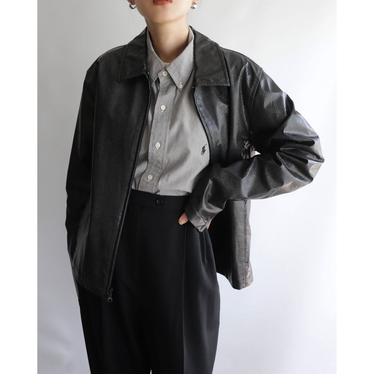 Faux python leather jacket | and C