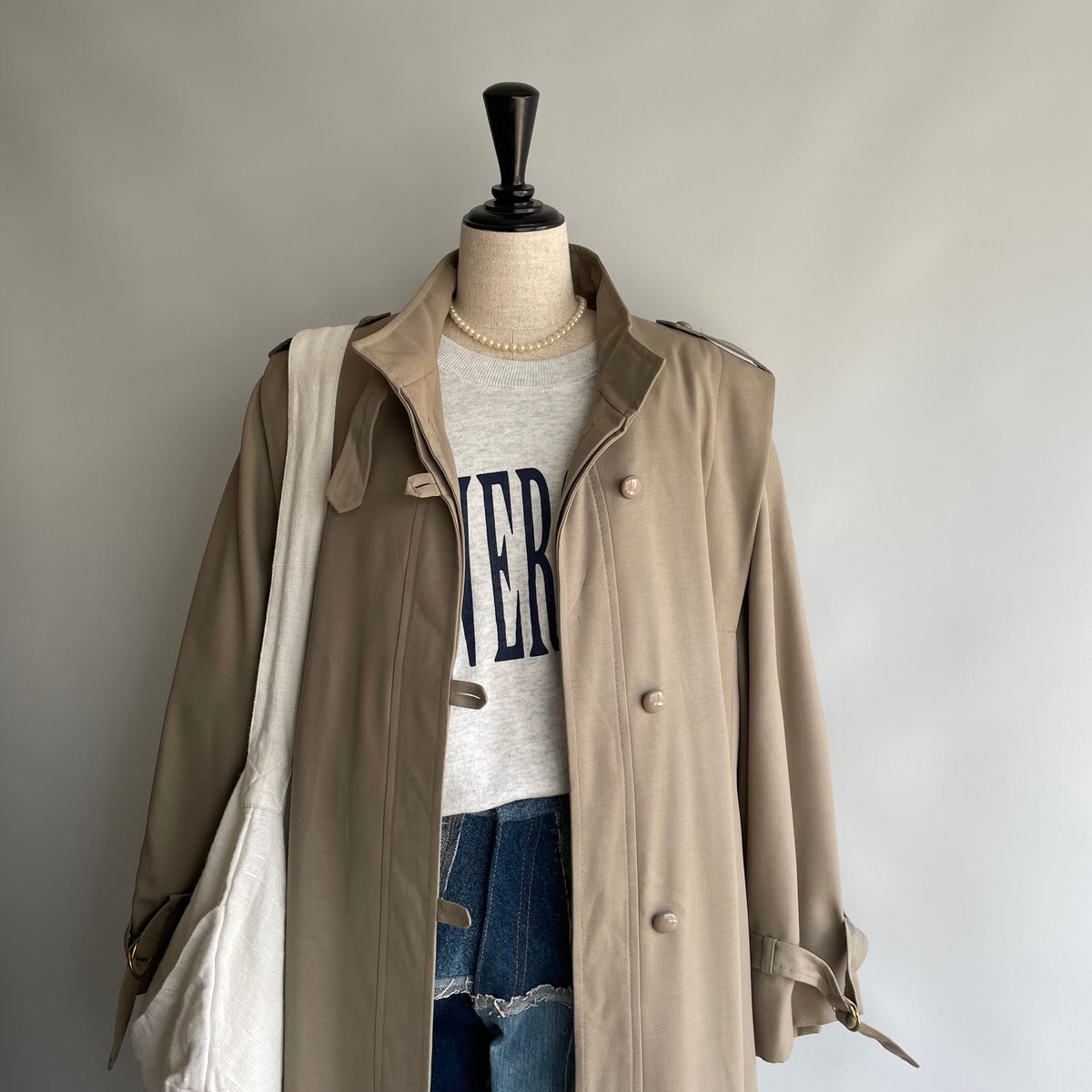 High neck belt trench coat