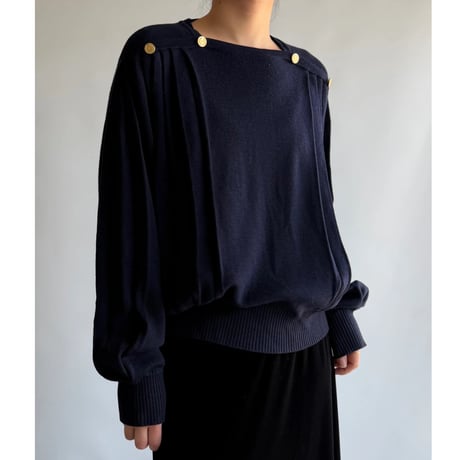 Gold button pleated knit