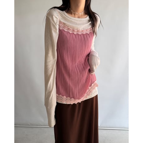 Pink pleated camisole