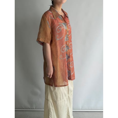 orange nuance sheer shirt
