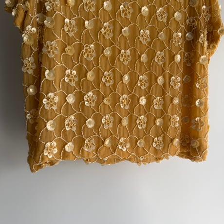 Bead flower sheer tops