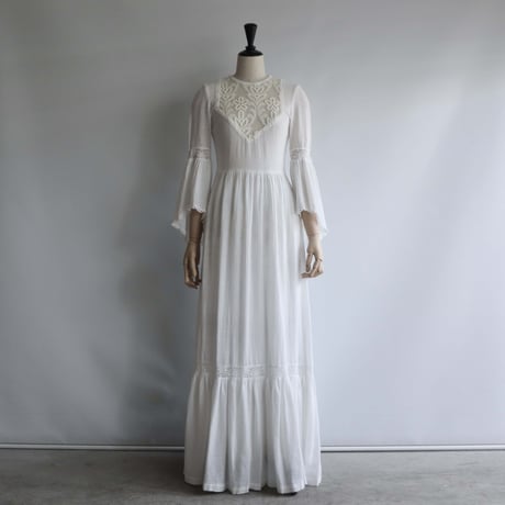 【RENTAL】Gauze cotton tiered dress