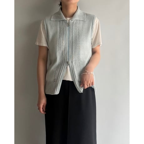 Openwork double zip vest
