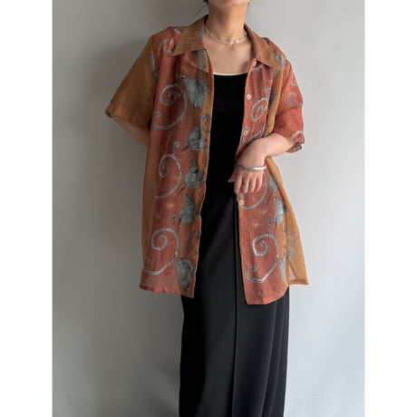 orange nuance sheer shirt