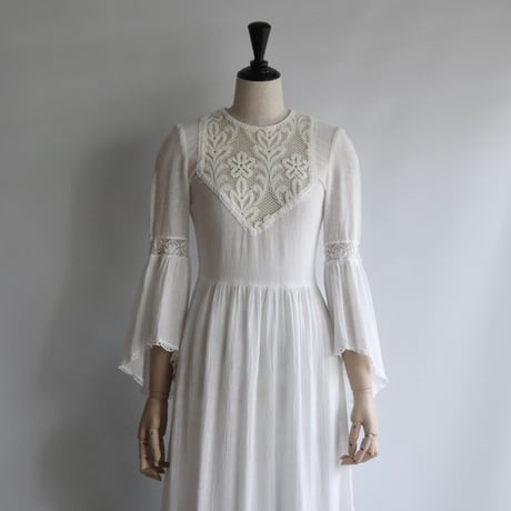 【RENTAL】Gauze cotton tiered dress