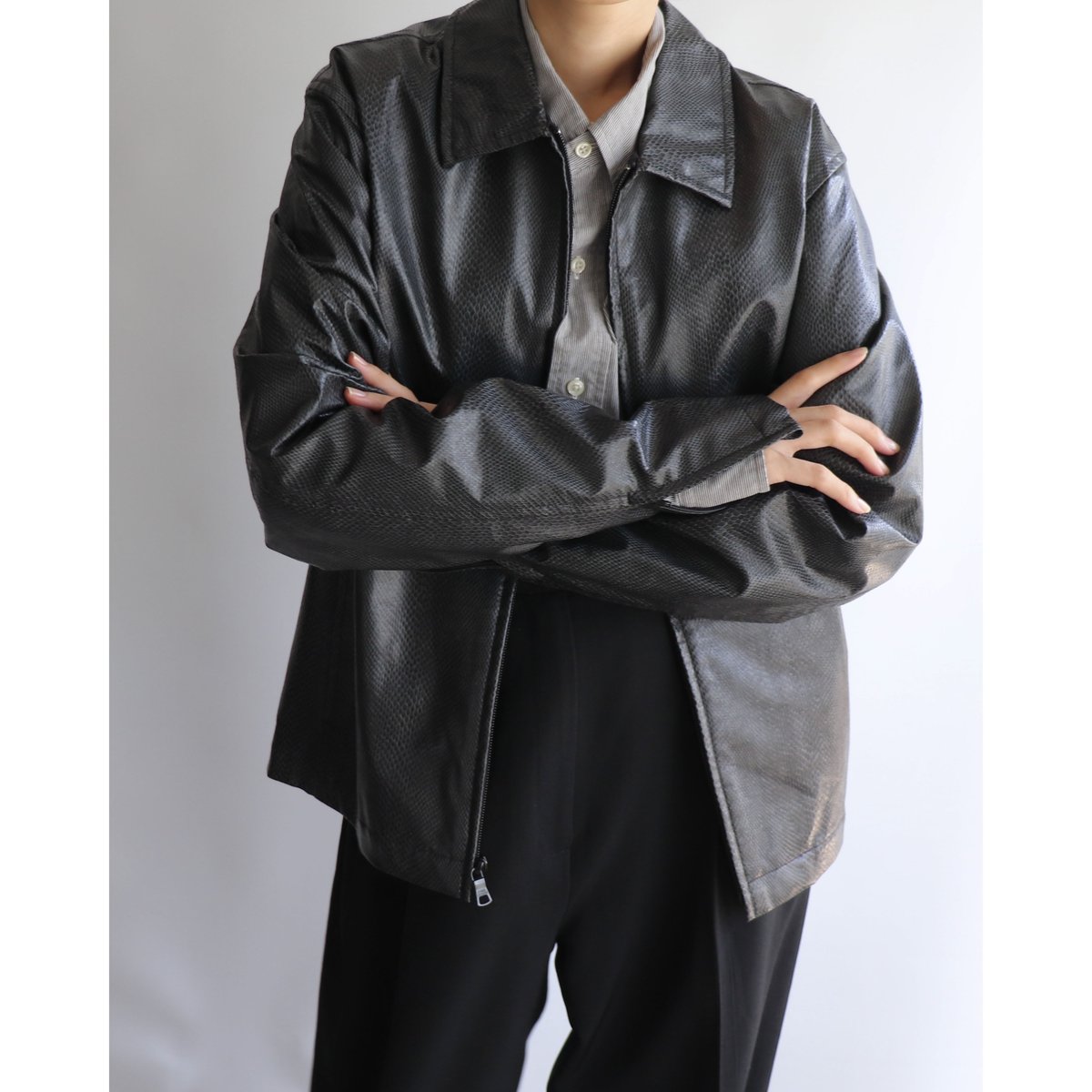 Faux python leather jacket | and C