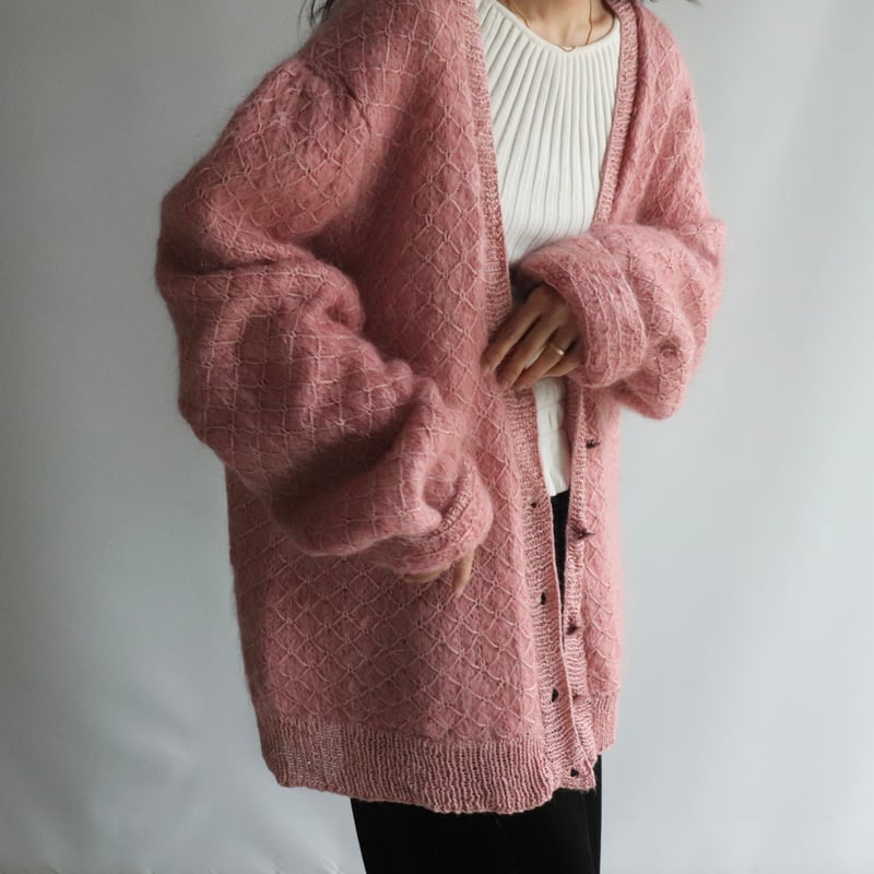 Over pink crochet cardigan | and C