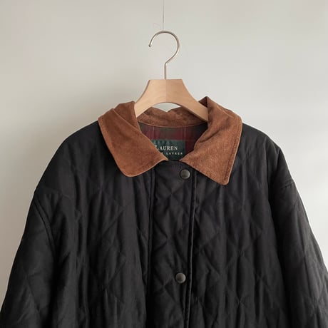 Suede collar quilted jacket