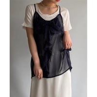 See-through dot pattern ribbon cami