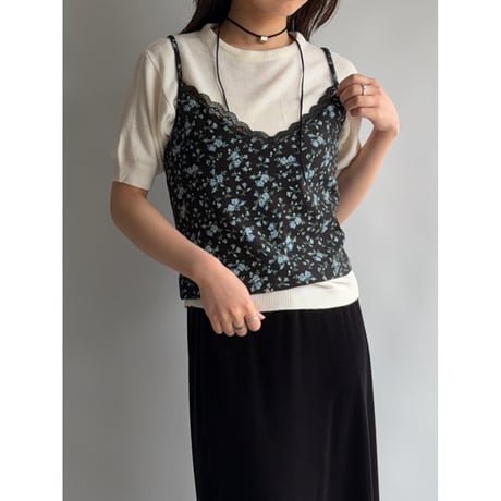 Small flower lace trim cami