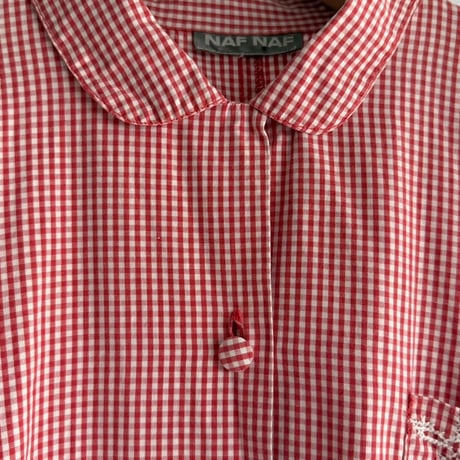 Red gingham check shirt