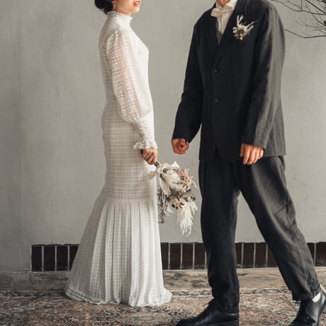 【RENTAL】Full lace high neck dress