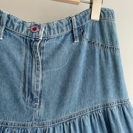 Voluminous denim tiered skirt