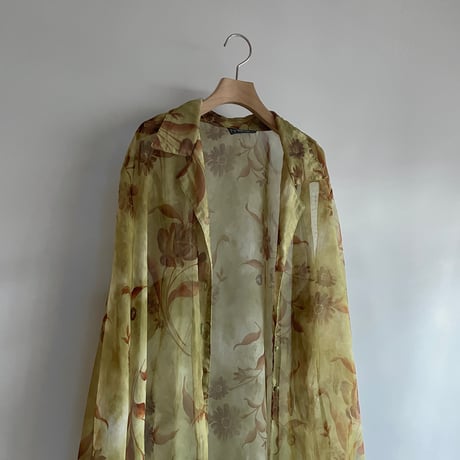 See-through green flower shirt